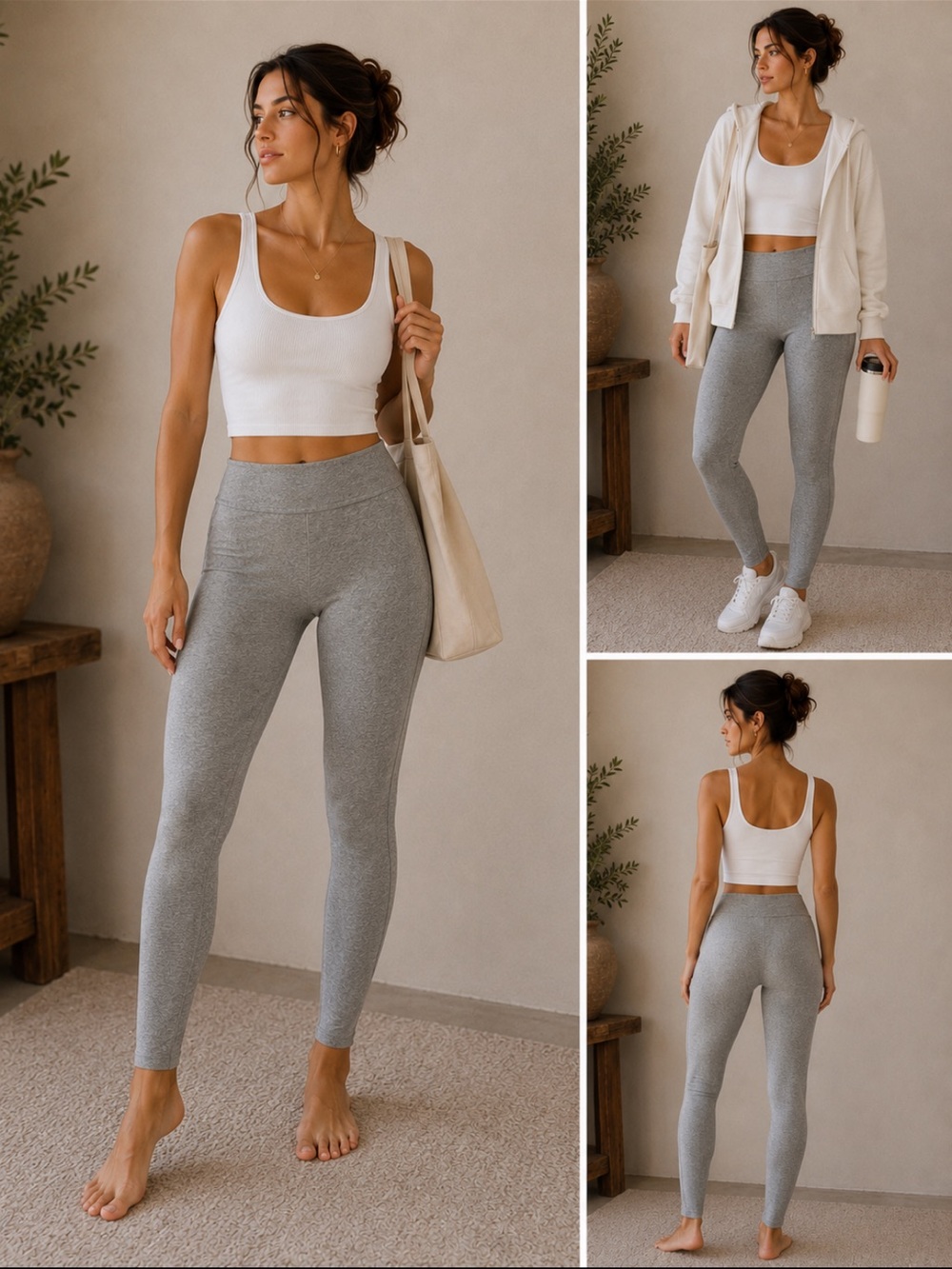 Zobha Light Gray High-Waist Seamless Leggings